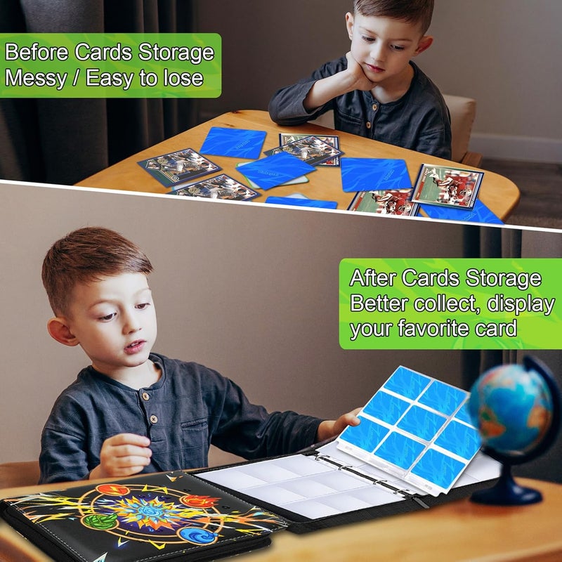 Minkeytal Card Binder for Cards, 4-Pocket Trading Card Binder with 50 Removable Sleeves Fits 400 Cards, Great Creative Design Card Collection Binder Album Gift for Boys Girls Aged 4 to 16 - Image 5